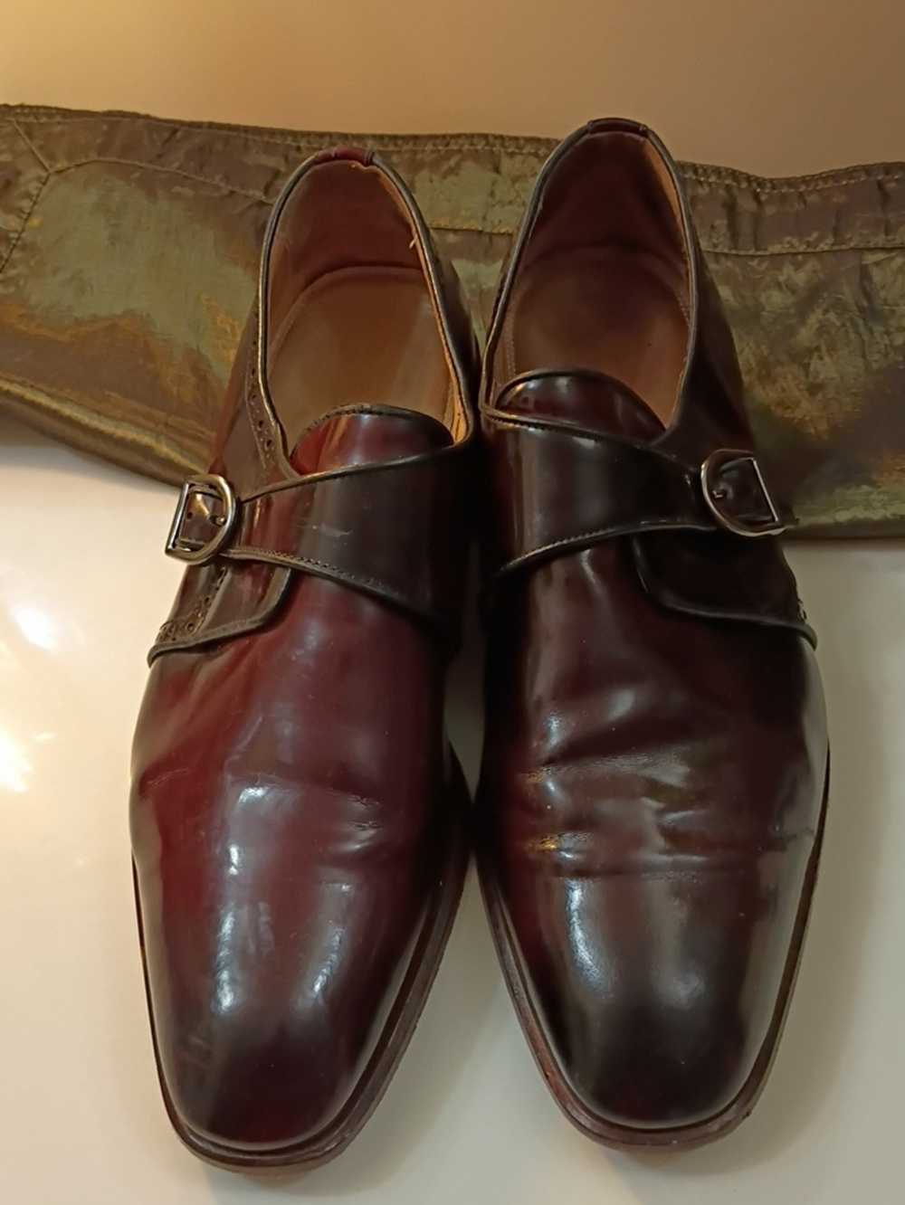Handmade Italian leather Monk strap shoes by the brand Giovacchini. Size 12.